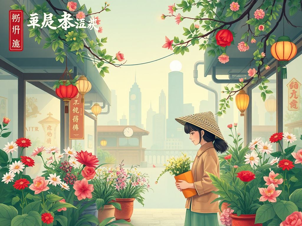 Chinese comic cover about a florist in a city