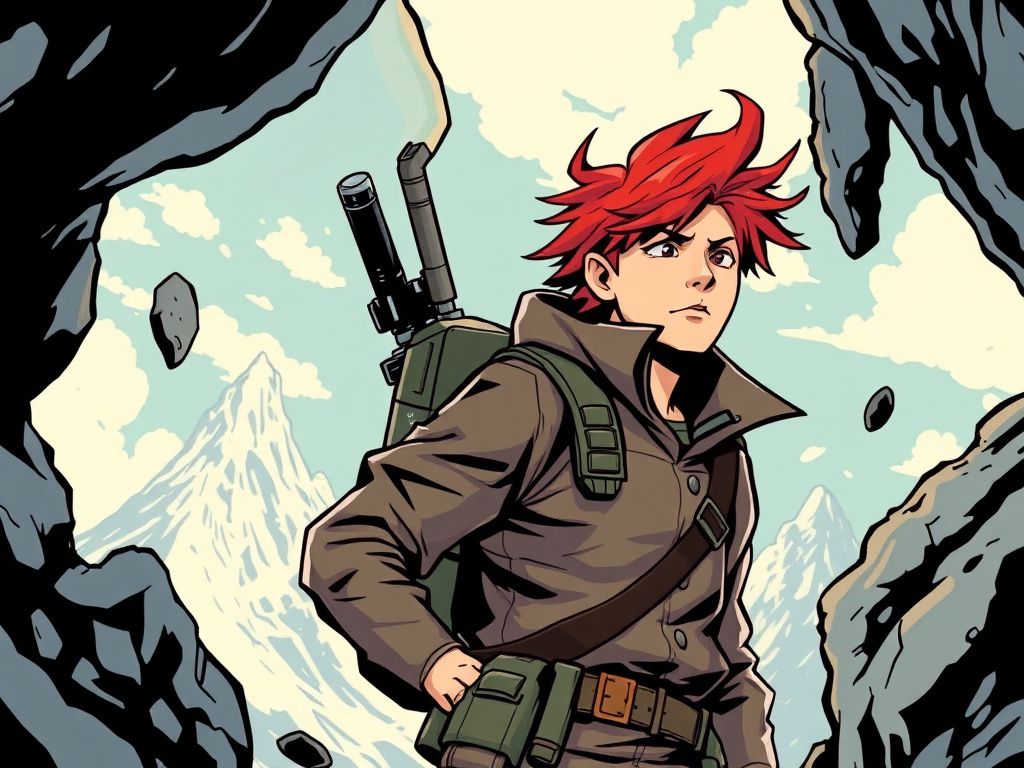 Adventure comic cover showing a red-haired explorer